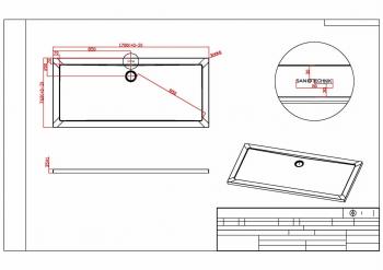 Brodzik prysznicowy prostokątny starylowy 170 x 76 cm SMC SC1776S Sanotechnik Rysunek techniczny