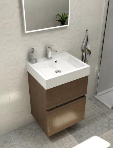 Umywalka kompozytowa nablatowa 50 x 42 cm biały ORINOKO OR050 Sapho meblowa