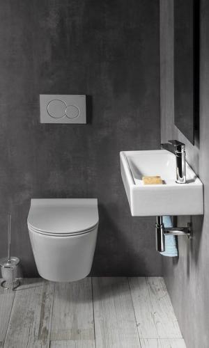 Umywalka ceramiczna 50 x 26,5 cm biały ORION 7045 Sapho aranżacja