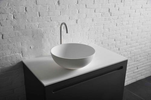 Umywalka nablatowa 39 x 14,5 cm biały mat THIN WN185 Sapho aranżacja