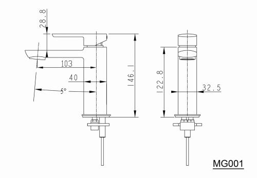 Bateria umywalkowa stojąca chrom połysk MIXONA MG001 Sapho rysunek