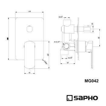 Bateria prysznicowa podtynkowa 2 funkcyjna MIXONA MG042 Sapho rys