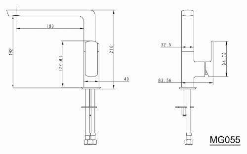 Bateria zlewozmywakowa stojąca chrom połysk MIXONA MG055 Sapho rysunek