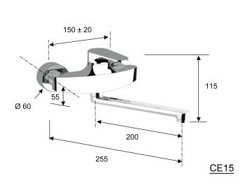 Bateria zlewozmywakowa ścienna chrom połysk CORNELI CE15 Sapho rysunek