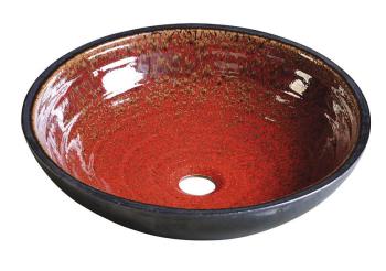 Umywalka ceramiczna nablatowa, okrągła 42,5 x 14 cm czerwony ATTILA DK007 Sapho