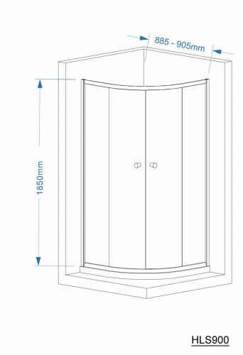 ARLETA Kabina prysznicowa narożna półokrągła 90x90x185 cm, profil chrom, szkło czyste HLS900 Aqualine wymiary