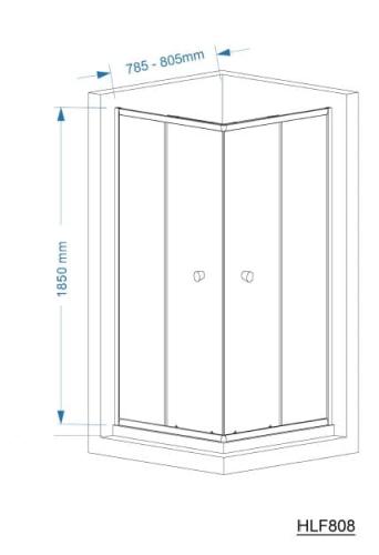 AGGA Kabina prysznicowa narożna kwadratowa 80x80x185 cm , profil chrom, szkło czyste HLF808 Aqualine wymiary