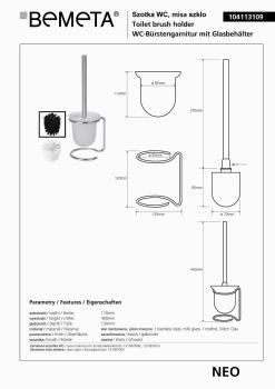NEO Szczotka WC stojąca (szczotka czarna) 104113109 Bemeta wymiary