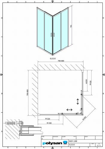 EASY LINE kabina prysznicowa narożna kwadratowa 80 x 80 x 190 cm EL5215 Polysan wymiary
