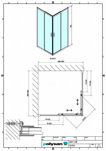 EASY LINE kabina prysznicowa narożna kwadratowa 90 x 90 x 190 cm EL5115 Polysan wymiary
