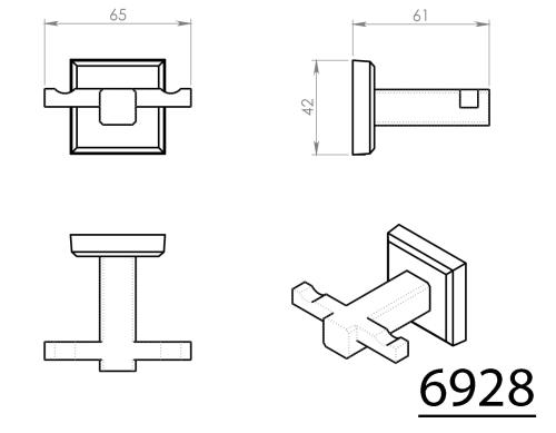 Wieszaczek podwójny chrom COLORADO 6928 Gedy wymiary