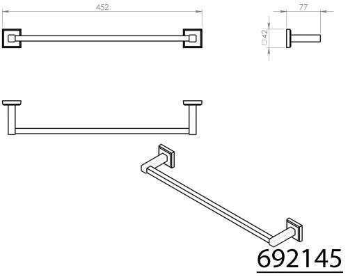 Wieszak na ręcznik 450 mm COLORADO 692145 Gedy wymiary