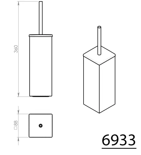 Szczotka WC do postawienia chrom COLORADO 6933 Gedy wymiary