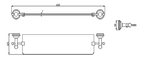 Półka szklana 65 cm chrom ASTOR 1325-15 Sapho rysunek