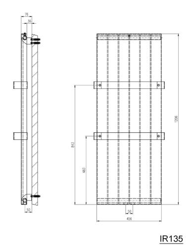 Grzejnik łazienkowy 456 x 1206 mm biały ze strukturą 549 W MAGNIFICA IR135 Sapho rysunek