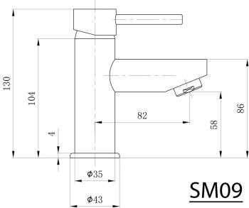 Bateria umywalkowa stojąca, chrom połysk SMALL SM09 Sapho rysunek