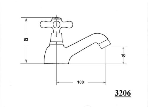 Zawór umywalkowy 83 mm brąz ANTEA SMALL 3206 Reitano rysunek