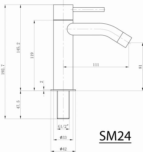 Zawór stojący na zimną wodę 145 mm chrom połysk SMALL SM24 Sapho rysunek