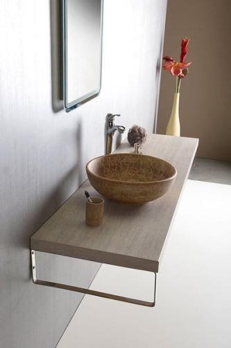 Umywalka nablatowa ceramiczna 42 x 15 cm brązowy PRIORI PI010 Sapho wizualizacja