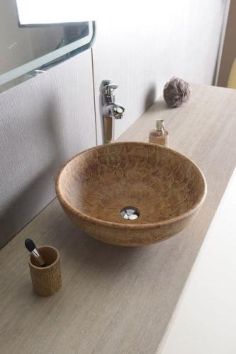Umywalka nablatowa ceramiczna 42 x 15 cm brązowy PRIORI PI010 Sapho z góry