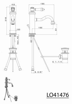 Bateria umywalkowa stojąca chrom połysk VIENNA VO002 Sapho rysunek