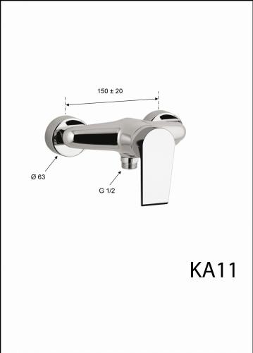 Bateria natryskowa ścienna chrom połysk KAI KA11 Sapho rysunek