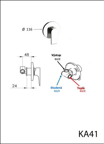 Bateria prysznicowa podtynkowa 1-funkcyjna KAI KA41 Sapho rysunek
