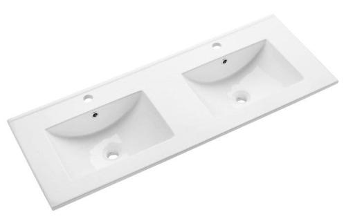 Umywalka ceramiczna podwójna 120 x 46 cm biały SLIM 1601-120 Sapho