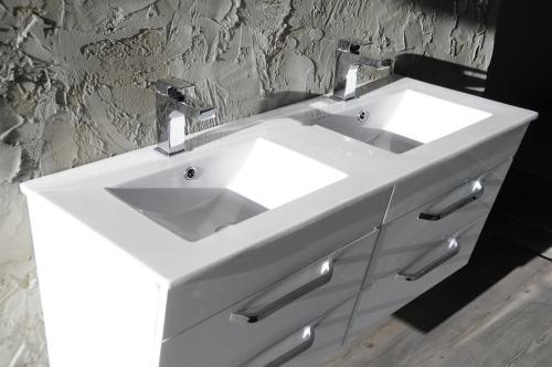 Umywalka ceramiczna podwójna 120 x 46 cm biały SLIM 1601-120 Sapho wizualizacja