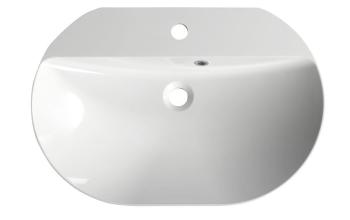 Umywalka nablatowa kompozytowa 63 x 43 cm biały HELEN HE063 Sapho z góry