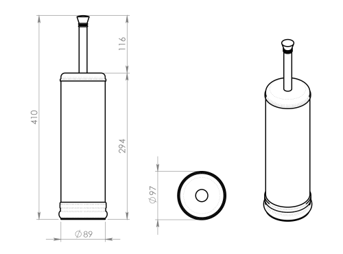 Szczotka WC do postawienia brąz 753344 Gedy wymiary