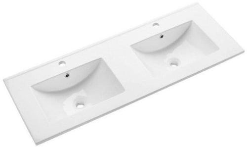Umywalka ceramiczna podwójna z przelewem czeskiej firmy SAPHO z serii SLIM o wymiarze 150x46 cm.