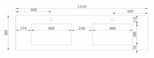 Umywalka ceramiczna podwójna 150 x 46 cm biały SLIM 1601-150 Sapho rysunek