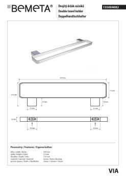 VIA Wieszak na ręcznik podwójny 50x13 cm 135004082 Bemeta wymiary