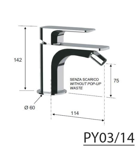 Bateria bidetowa stojąca biały mat SPY PY03/14 Sapho rysunek
