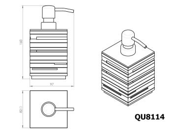 QUADROTTO Dozownik mydła stojący, czarny QU8114 Gedy wymiary