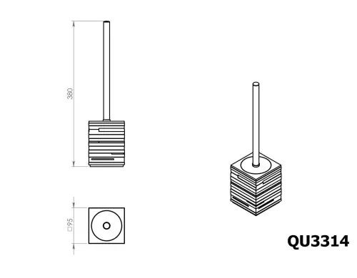 QUADROTTO Szczotka WC stojąca, czarna QU3314 Gedy wymiary