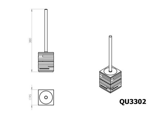 Szczotka WC do postawienia biała QUADROTTO QU3302 Gedy wymiary