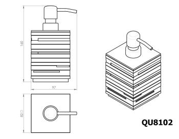 QUADROTTO Dozownik mydła stojący, biały QU8102 Gedy wymiary