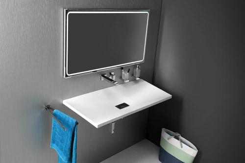 Umywalka kompozytowa 121 x 50 cm biały TONGA TG121 Sapho wisząca