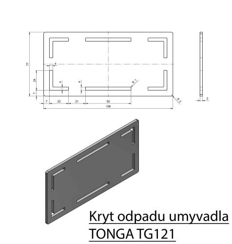 Umywalka kompozytowa 121 x 50 cm biały TONGA TG121 Sapho rys