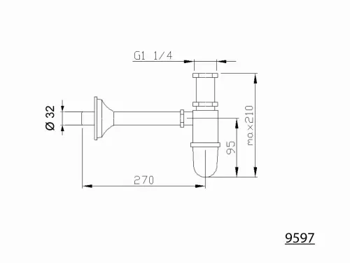 Syfon umywalkowy 5/4" różowe złoto 32 mm RETRO 9597 Sapho rysunek