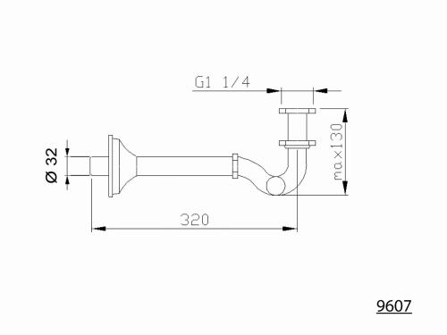 Syfon bidetowy 5/4" różowe złoto 32 mm 9607 Sapho rysunek