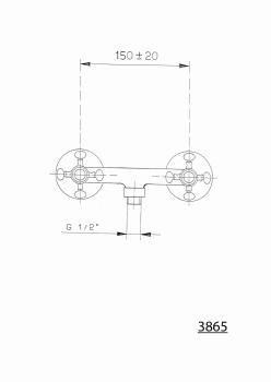 Bateria natryskowa ścienna kolor złoty ANTEA 3865 Reitano rysunek