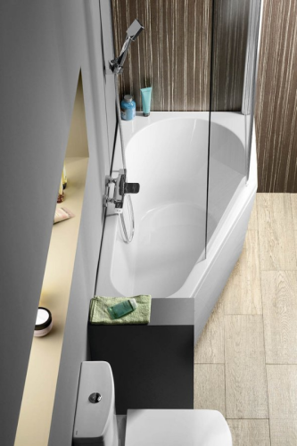 Wanna akrylowa asymetryczna 150x75 cm (prawa) TIGRA 72933 Polysan z parawanem