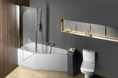 Wanna akrylowa asymetryczna 150x75 cm (lewa) TIGRA 72928 Polysan z parawanem