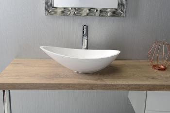 Umywalka kompozytowa nablatowa 56,4 x 32,3 cm biały ROSSETA RS564 Sapho wizualizacja