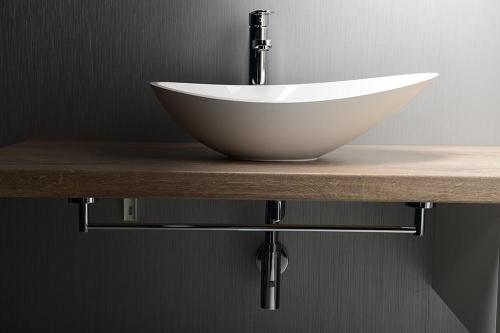 Umywalka kompozytowa nablatowa 56,4 x 32,3 cm biały ROSSETA RS564 Sapho bok