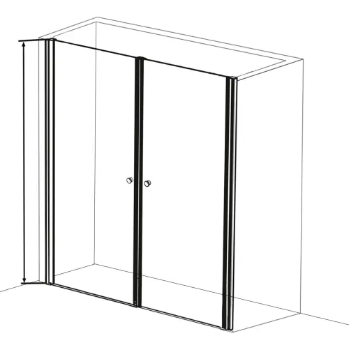 Drzwi prysznicowe do wnęki skrzydłowe 150 x 195 cm BRAVA MD80MD80 Sanotechnik  rysunek