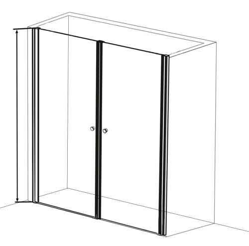 Drzwi prysznicowe do wnęki skrzydłowe 160 x 195 cm BRAVA MD70MD100 Sanotechnik rysunek